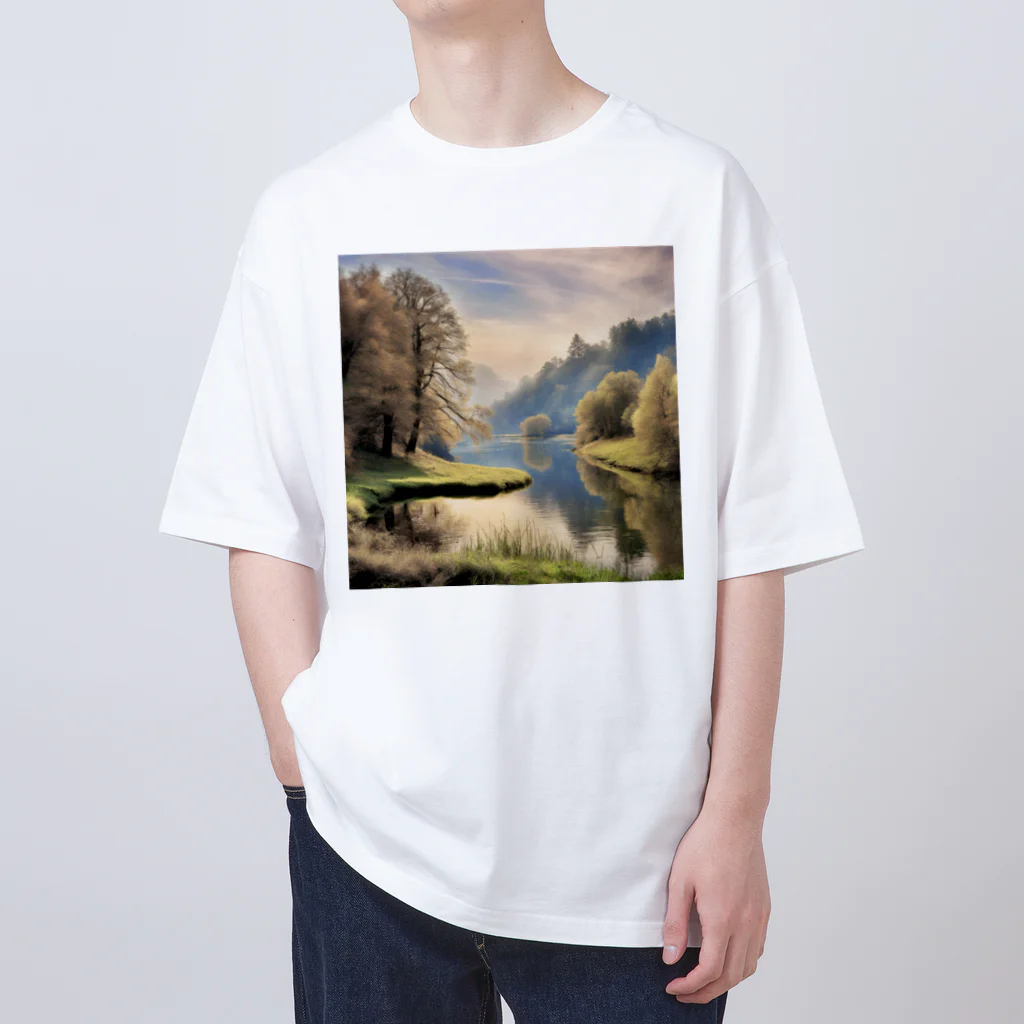 maikoのショップの静かな川辺の風景 Oversized T-Shirt