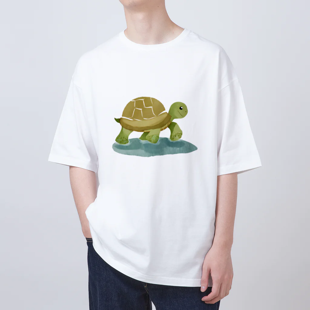 あにまるずSHOPの癒やしのカメのグッズ Oversized T-Shirt