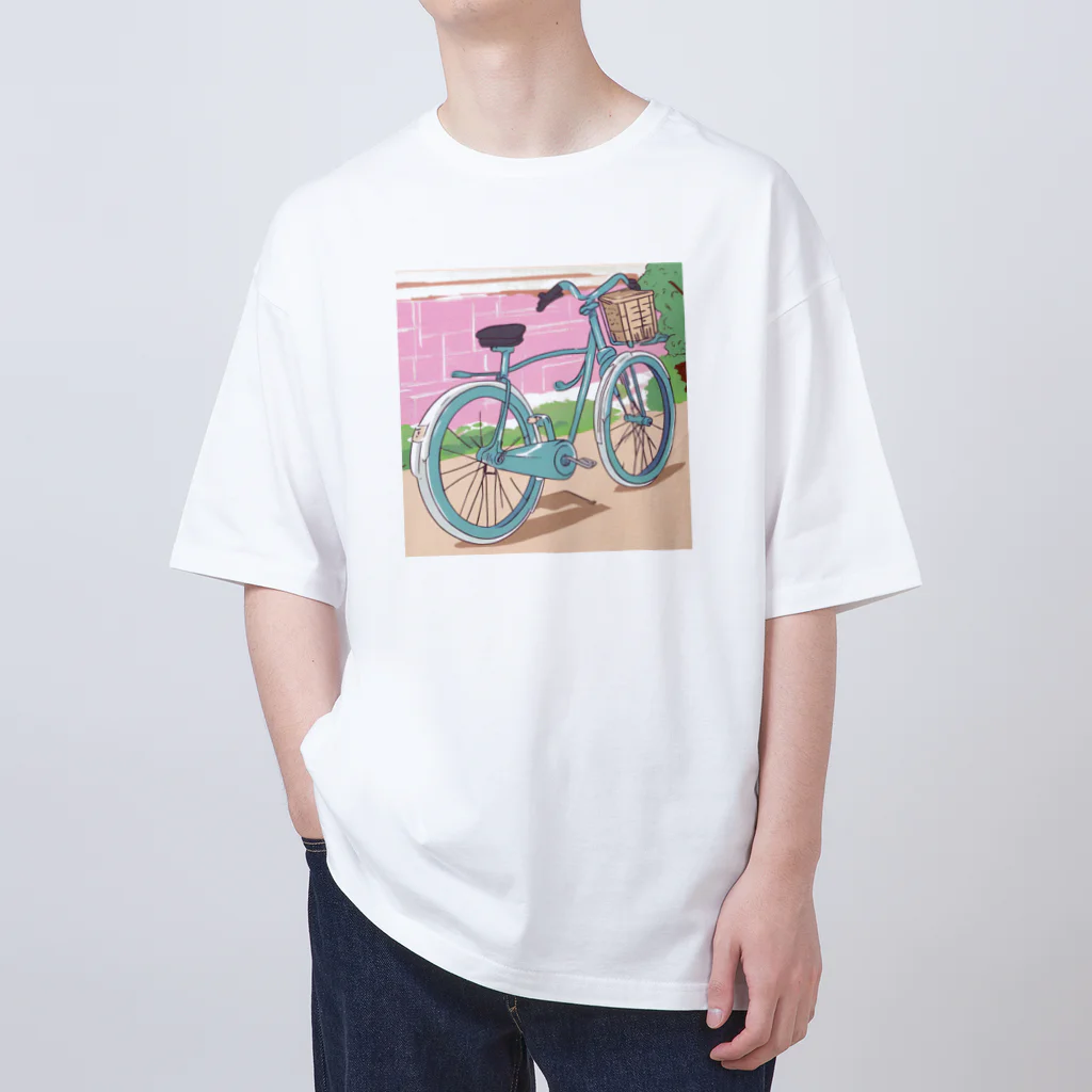 おもかわさんのカラフルなレトロ自転車💐 オーバーサイズTシャツ