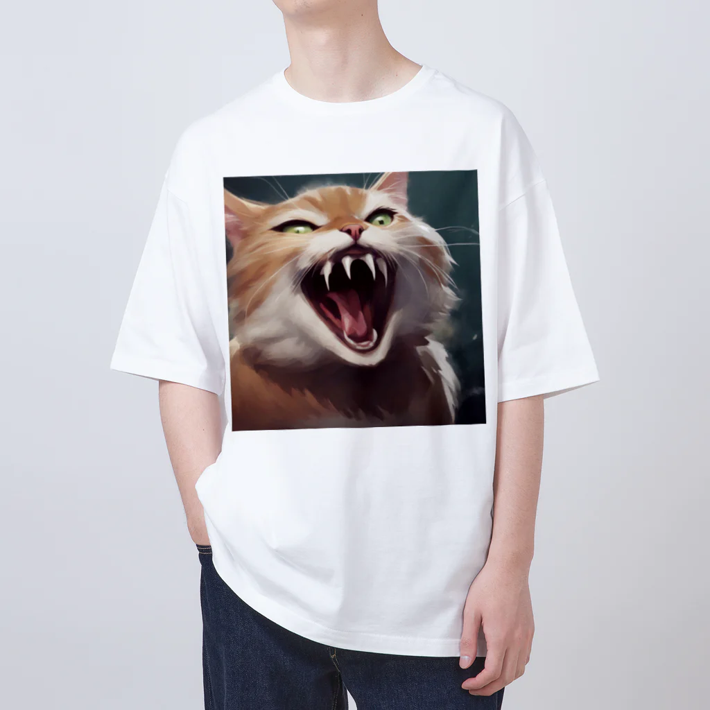 oekakishopのシャーッする猫 オーバーサイズTシャツ