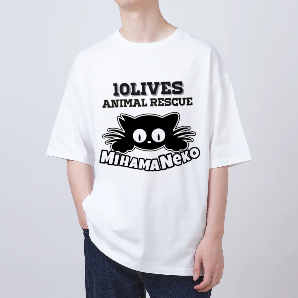 mihamaneko の美浜ねこロゴ白黒 オーバーサイズTシャツ