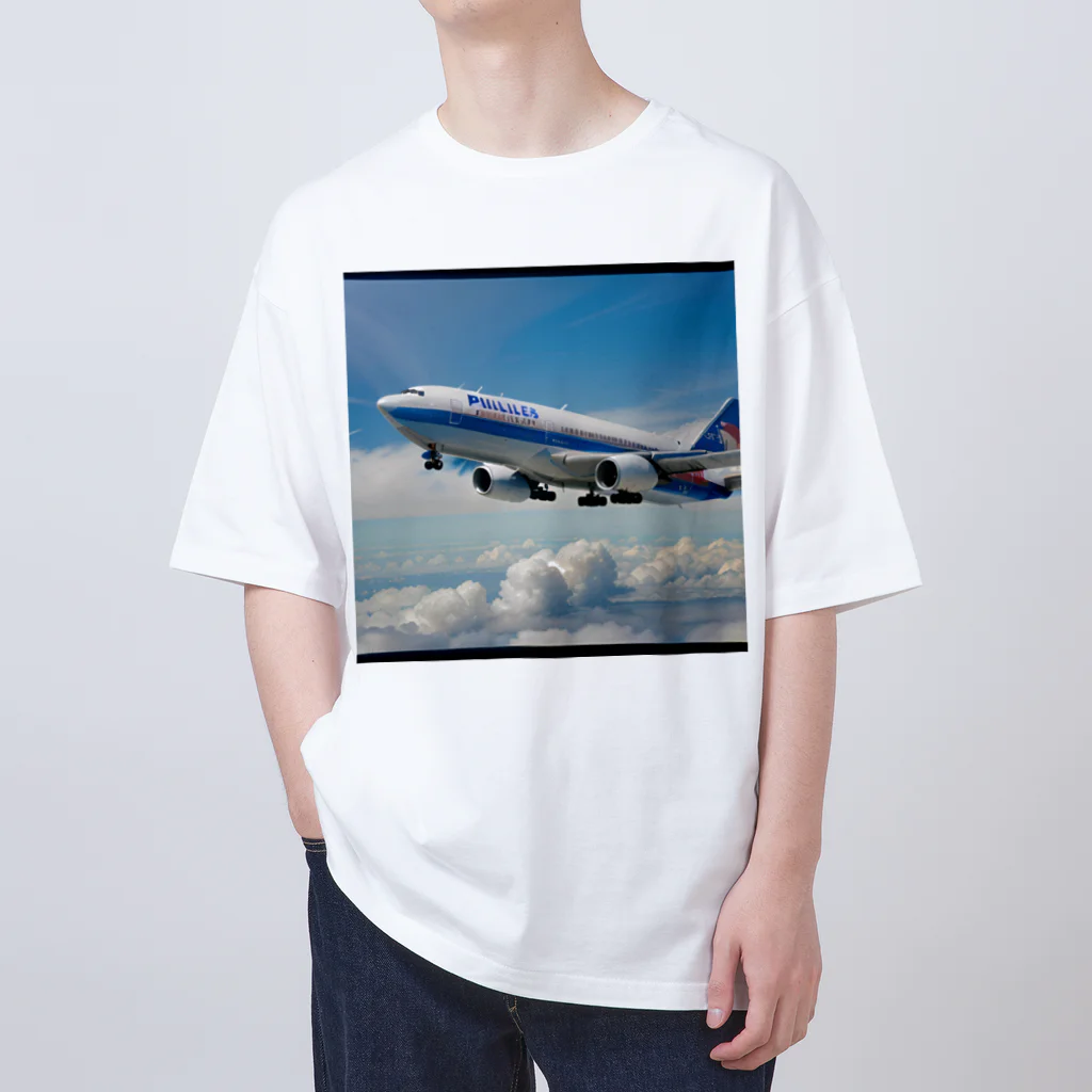 あかいはちのフィリピンの旅客機 オーバーサイズTシャツ