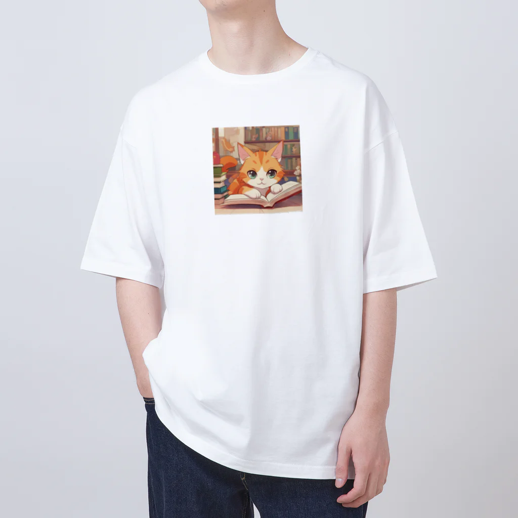 星パンダショップのほんよみかんねこ オーバーサイズTシャツ