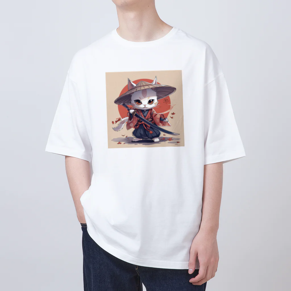 luckycongochanのNeko Samurai オーバーサイズTシャツ