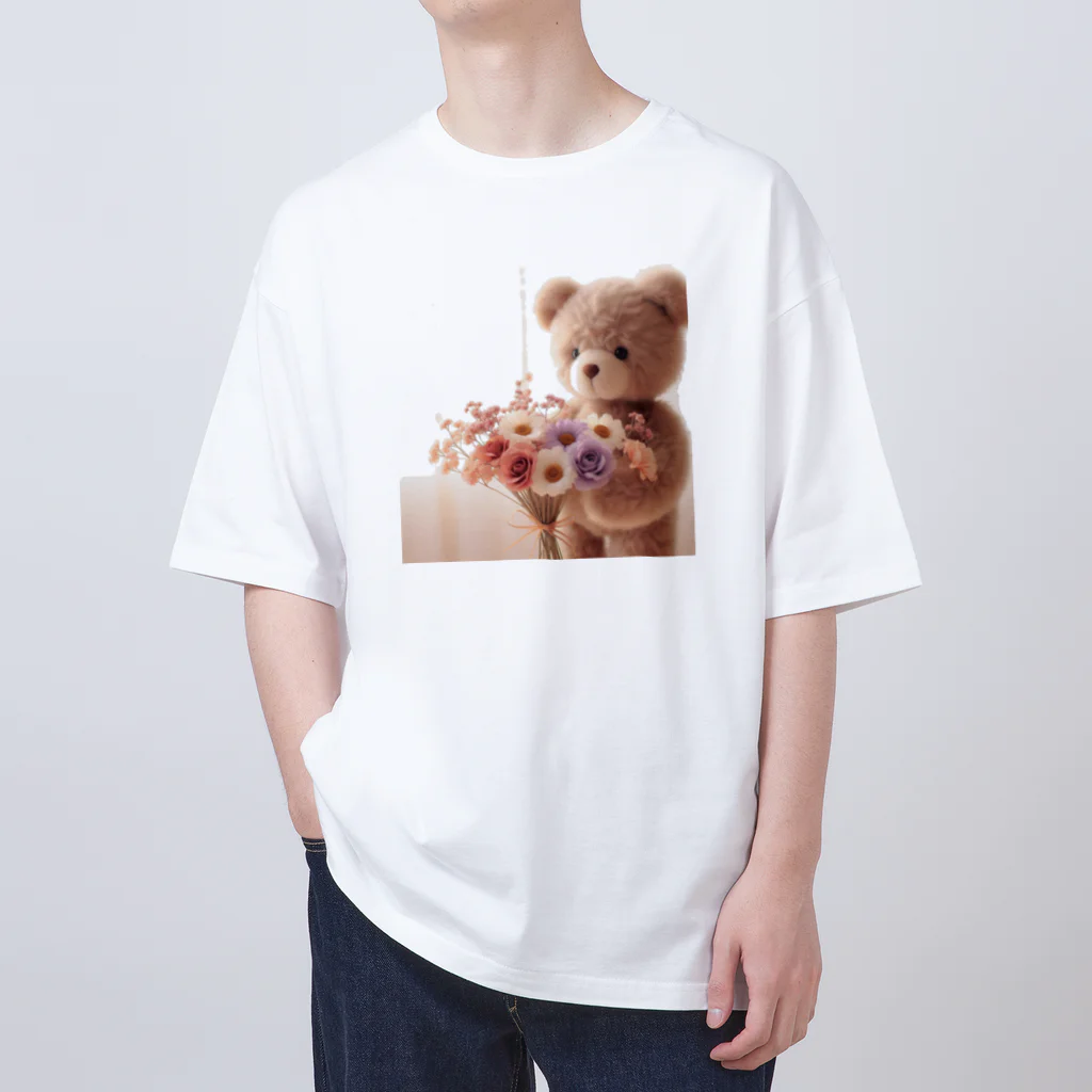 星パンダショップのはなとくま　～flower and bear～ オーバーサイズTシャツ