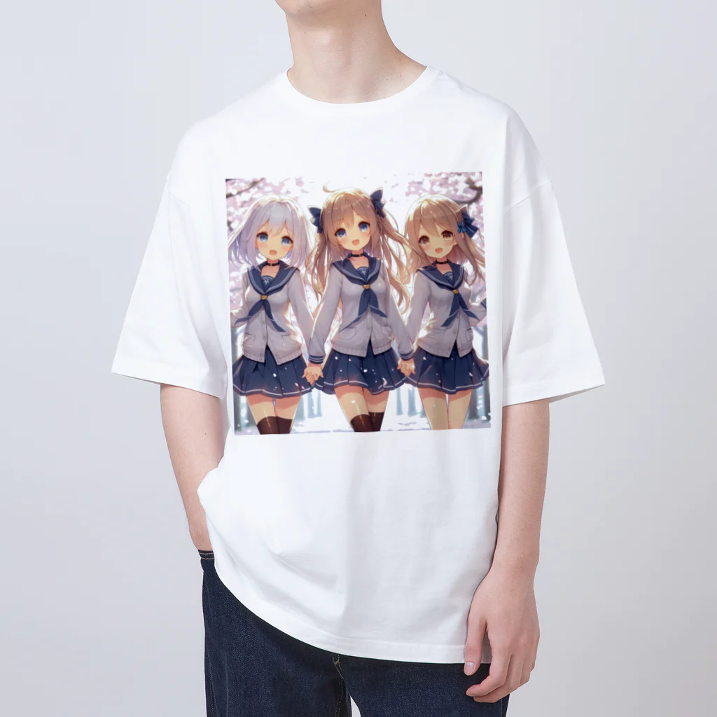 【AI】アルゴリズムアトリエ【デザイン】のAIが作った可愛い制服の女の子 Oversized T-Shirt