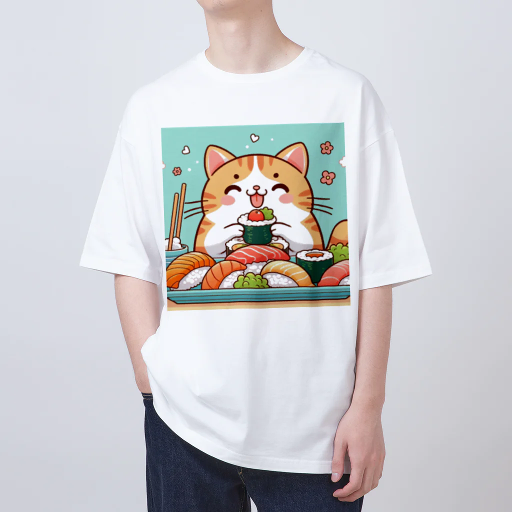 zuuu-の☆す☆し☆ね☆こ☆ オーバーサイズTシャツ