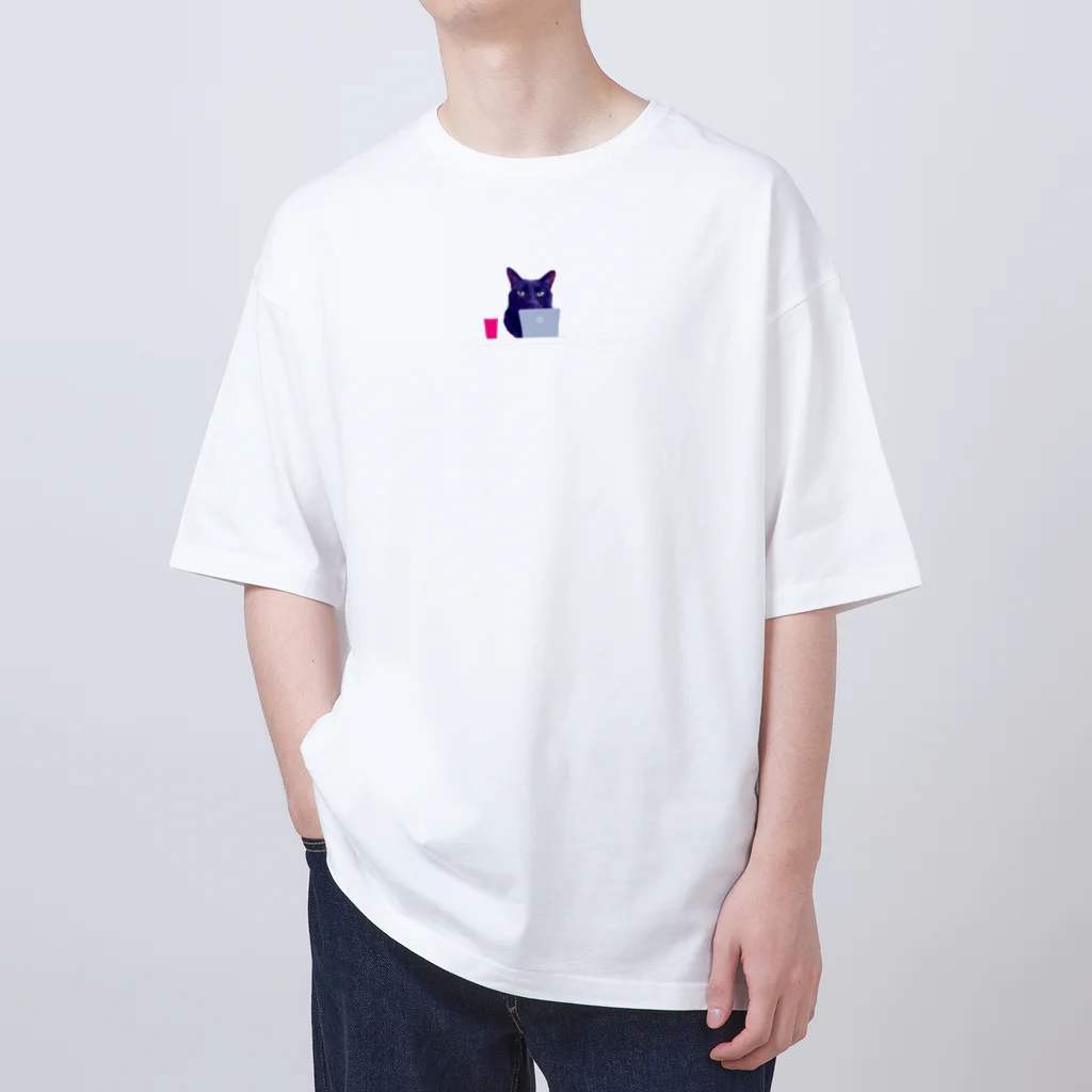 Parallel_merchのお仕事する黒猫BIBI Oversized T-Shirt