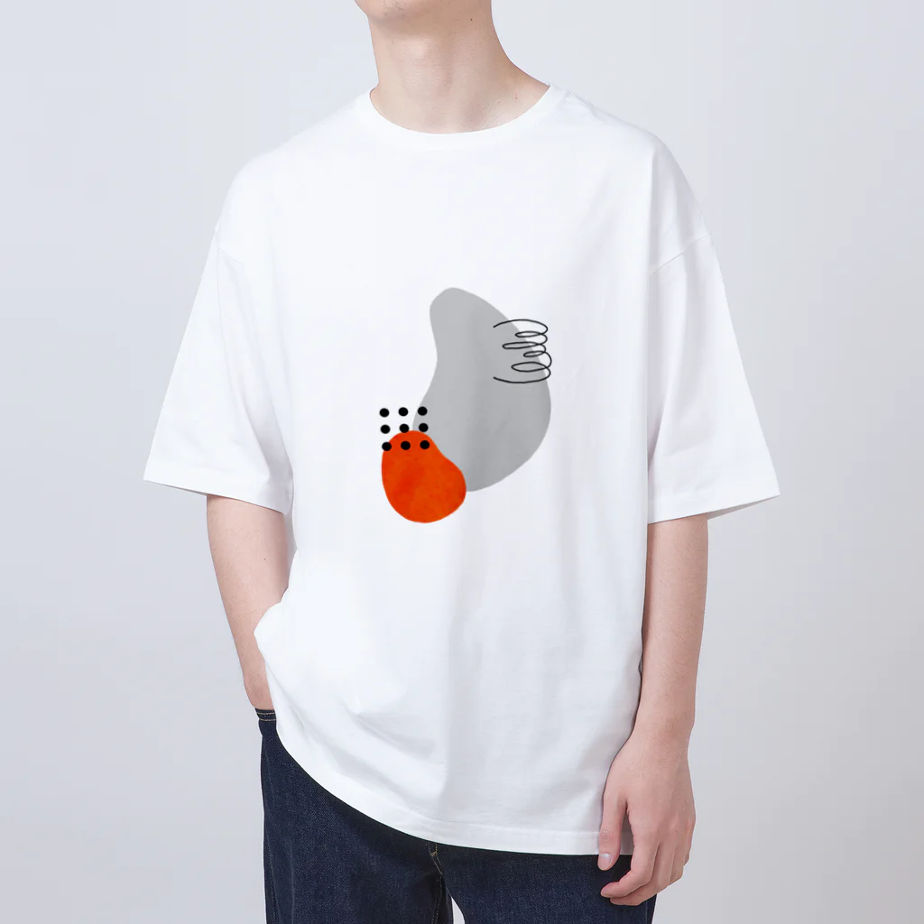migrantの有機的な模様（グレー×オレンジ） オーバーサイズTシャツ