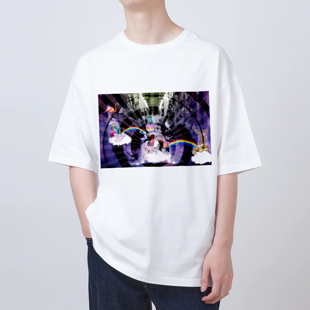 人類と宇宙の心霊写真（うさぎ降臨） Oversized T-Shirt