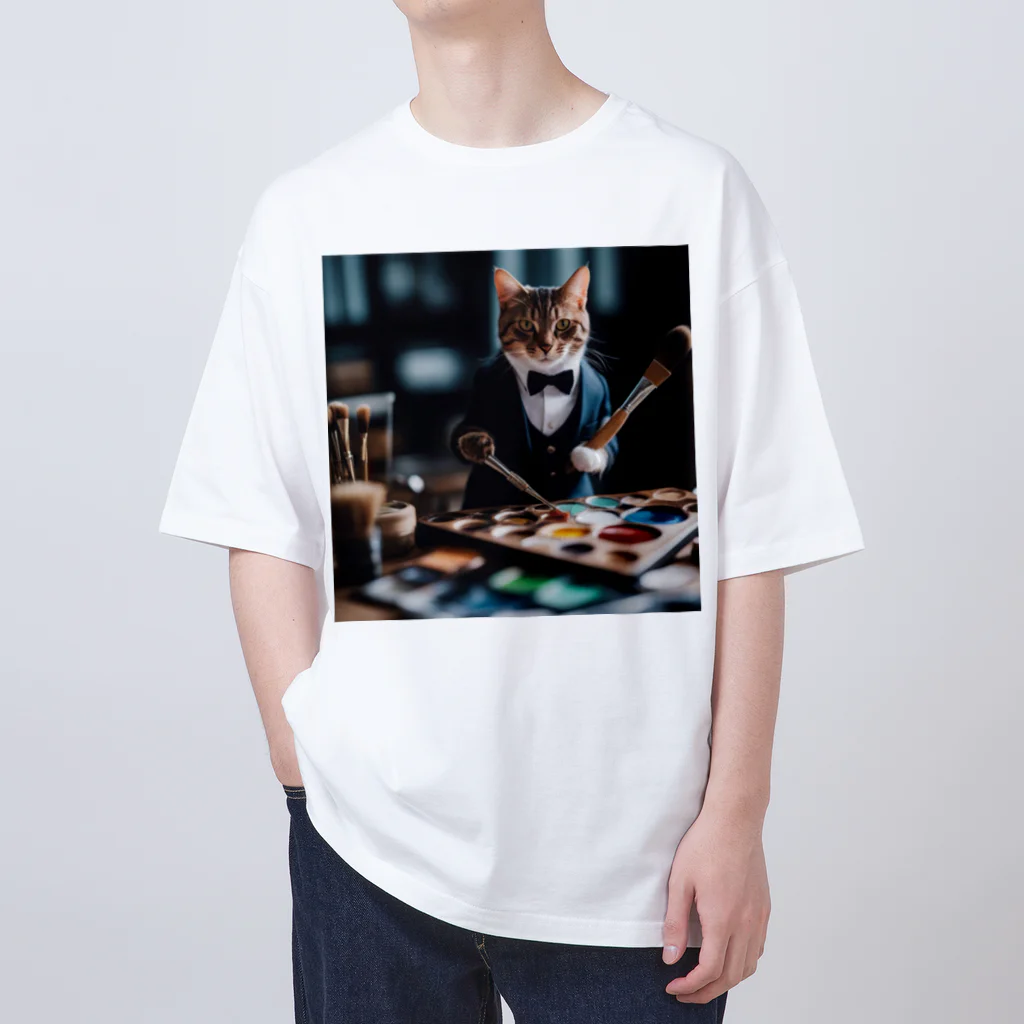 Koroniumの一匹の個性的な猫が絵筆を握っています Oversized T-Shirt