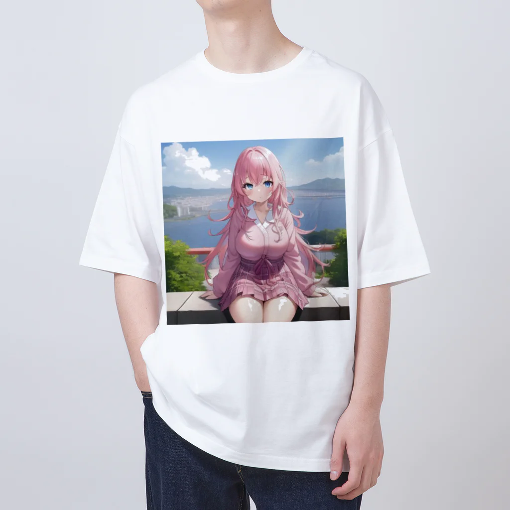 ゆう(AIイラスト)の旅行で記念写真 オーバーサイズTシャツ