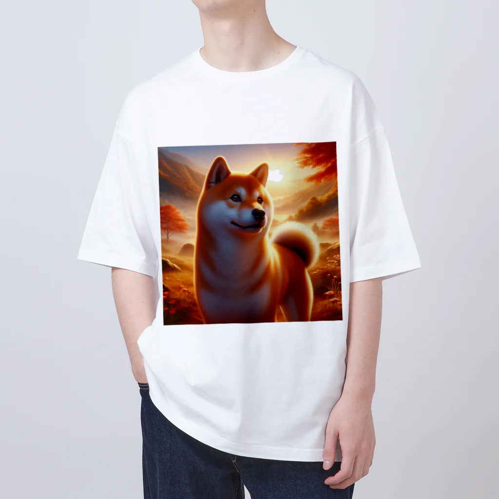 ANTARESの夕方の黄昏　柴犬 オーバーサイズTシャツ