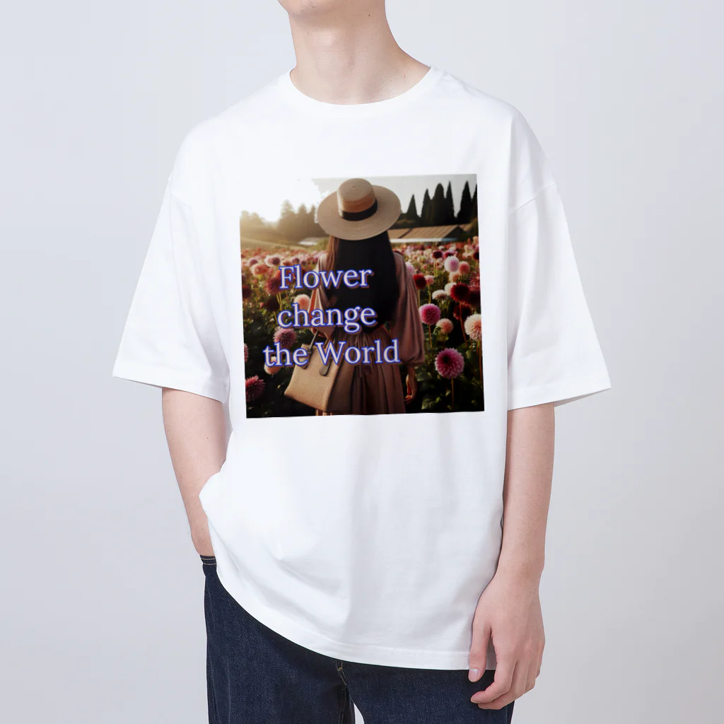 Flower-change-the_WorldのFlower  change the World オーバーサイズTシャツ