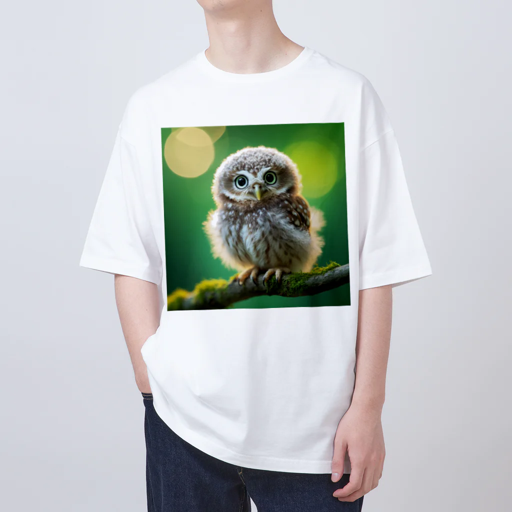 Animal Canvas Collectionの森のふくろう Oversized T-Shirt