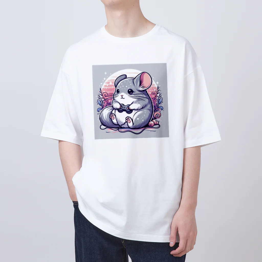 もふっとチンチラ🐭のゲーマーチンチラ オーバーサイズTシャツ