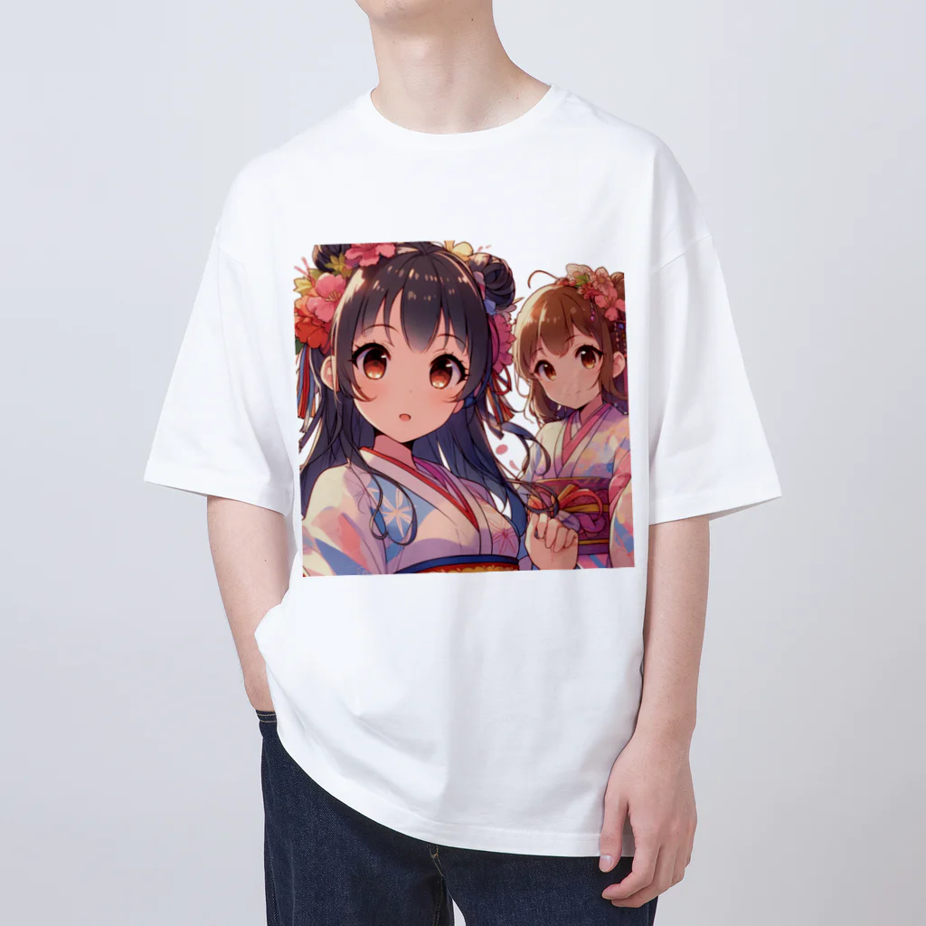 推しの美少女とアイドルの和服が似合う美人姉妹 Oversized T-Shirt