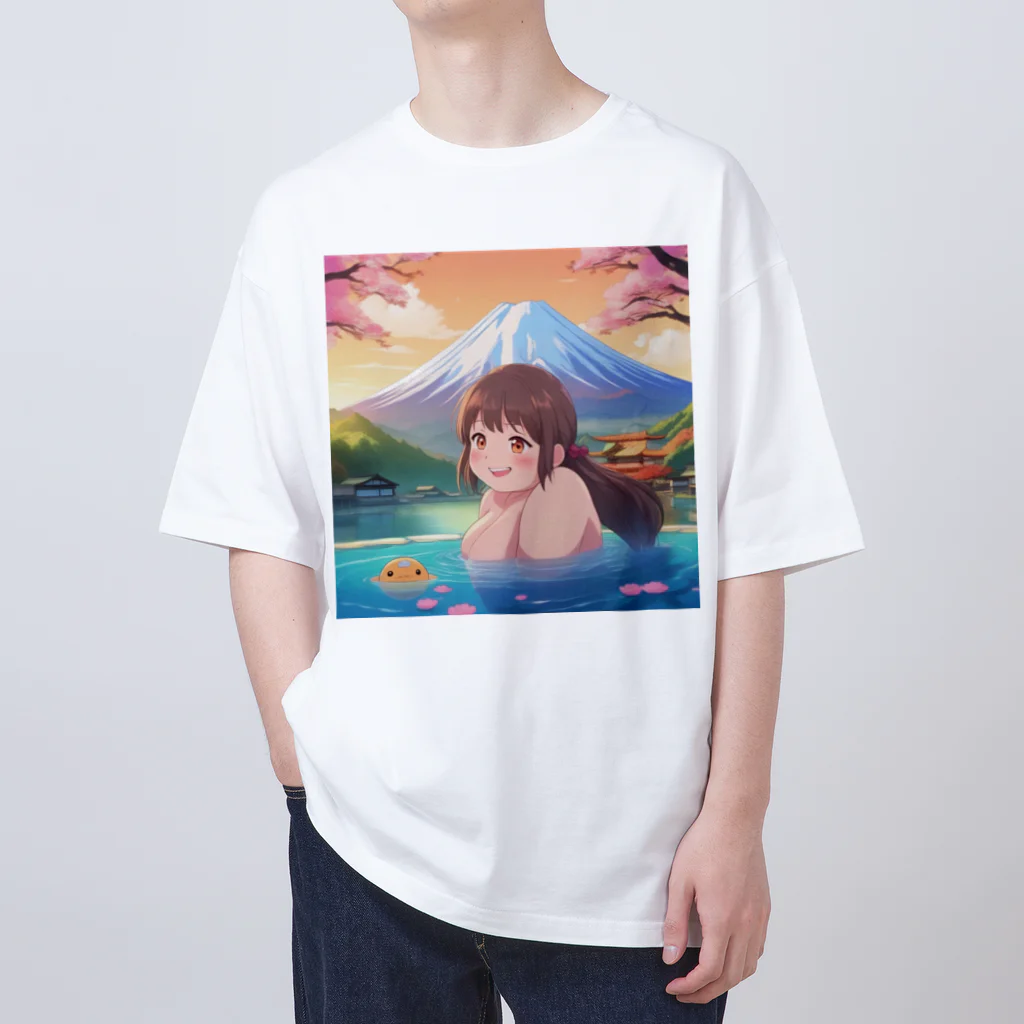 west97の富士山絶景にある露天風呂のかわいい女の子 オーバーサイズTシャツ