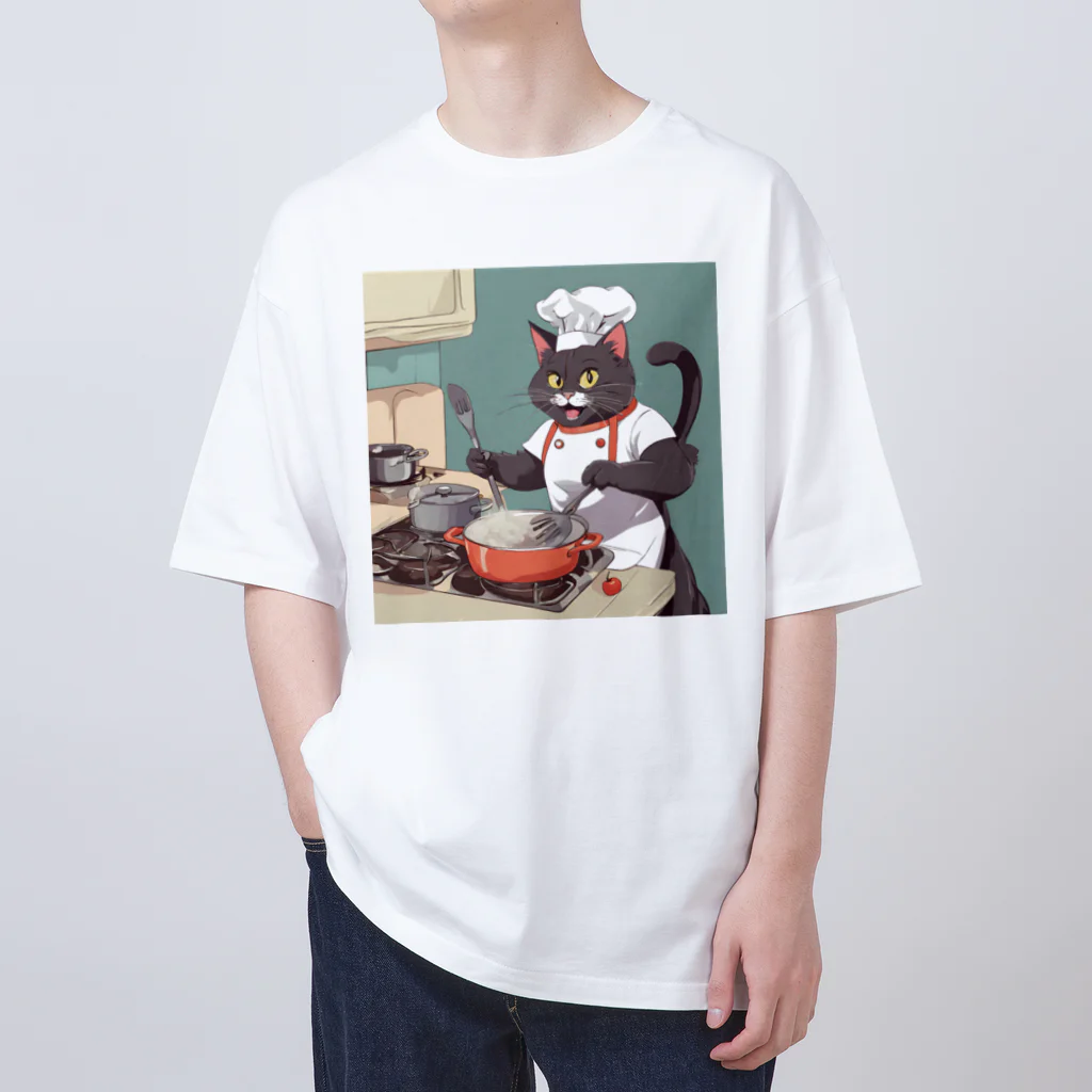 kuma-kichiの猫シェフ オーバーサイズTシャツ