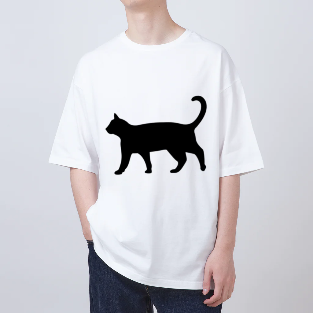 Teatime ティータイムの黒猫は見ていた　ねこ Oversized T-Shirt