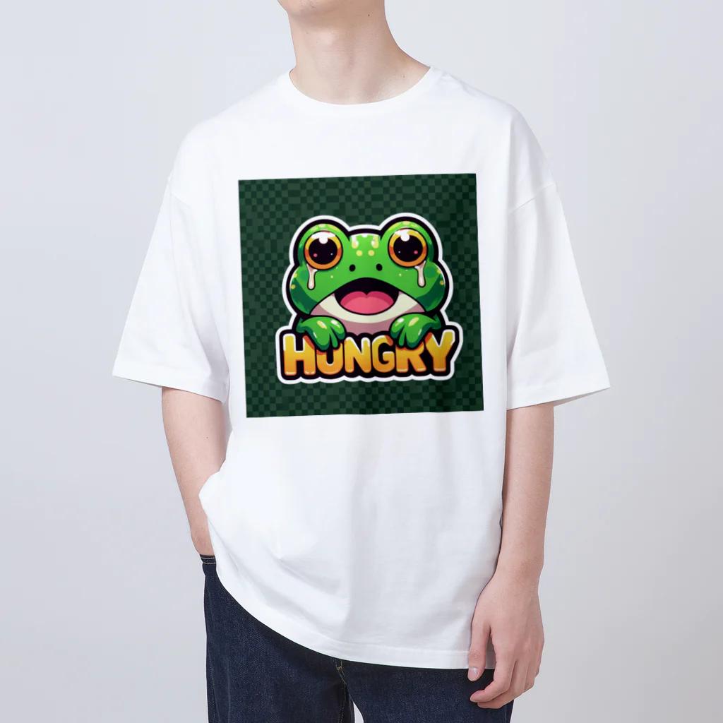 カエルグッズのHUNGRYカエル オーバーサイズTシャツ