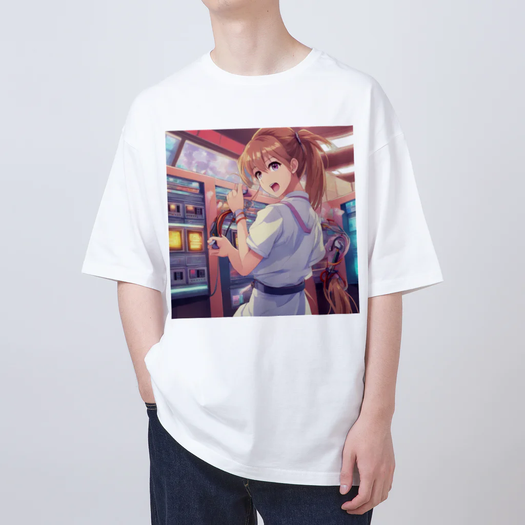 アニメ好きの野生味溢れる店J JK専門店の電気系ポーニーテールJK　 Oversized T-Shirt