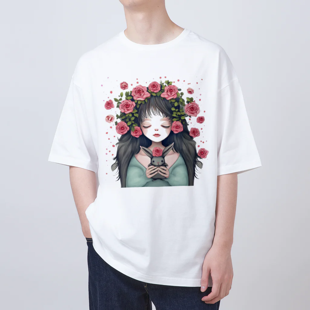 momosoramiaの少女とウサギの薔薇物語 オーバーサイズTシャツ