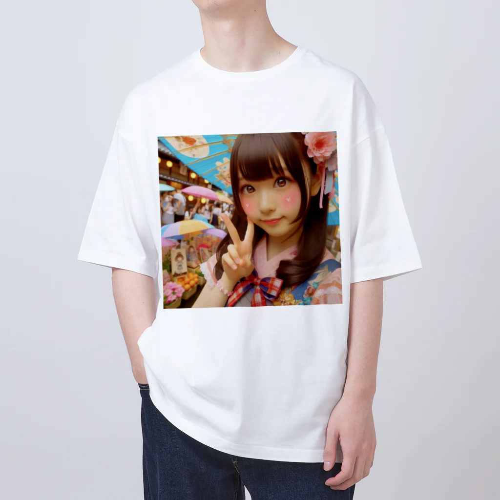 homarengeの和傘の女の子 Oversized T-Shirt