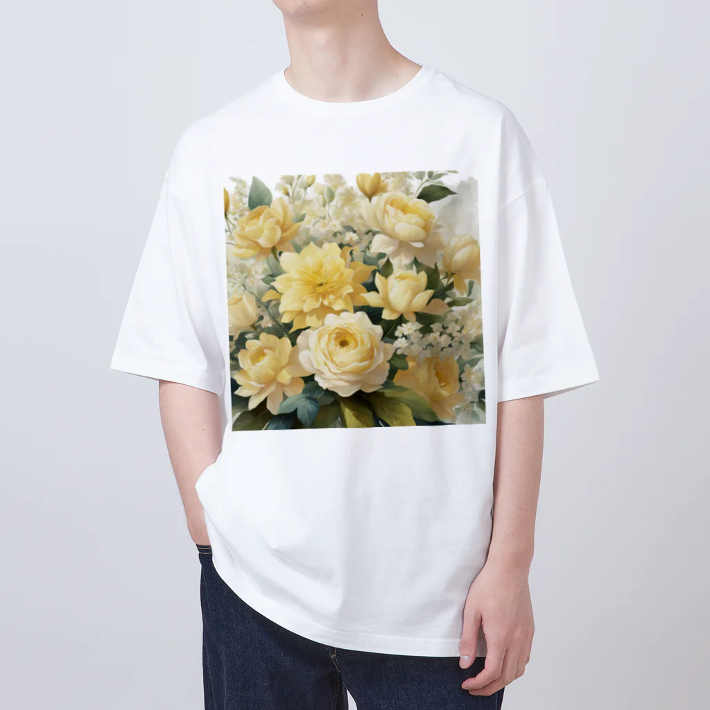 okierazaのペールイエローテーマの花束 Oversized T-Shirt