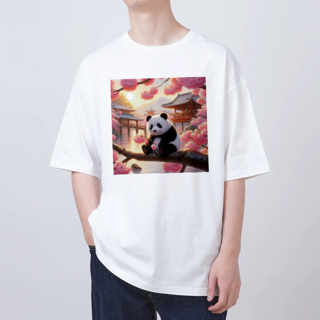 pandaloveの桜とぱんだ３ オーバーサイズTシャツ