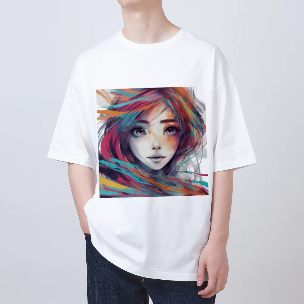 tenhou3の水彩画の女性 オーバーサイズTシャツ