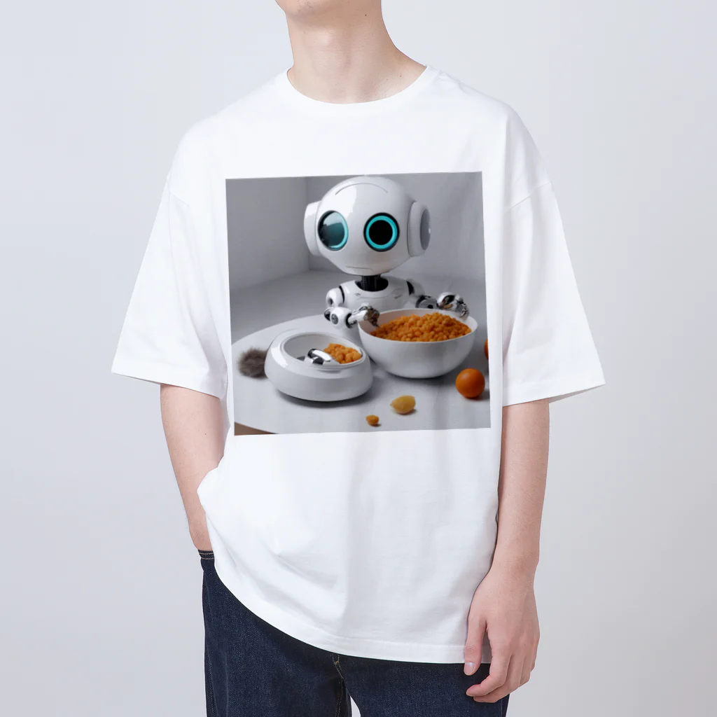 d-design-labのごはん食べてるロボ オーバーサイズTシャツ