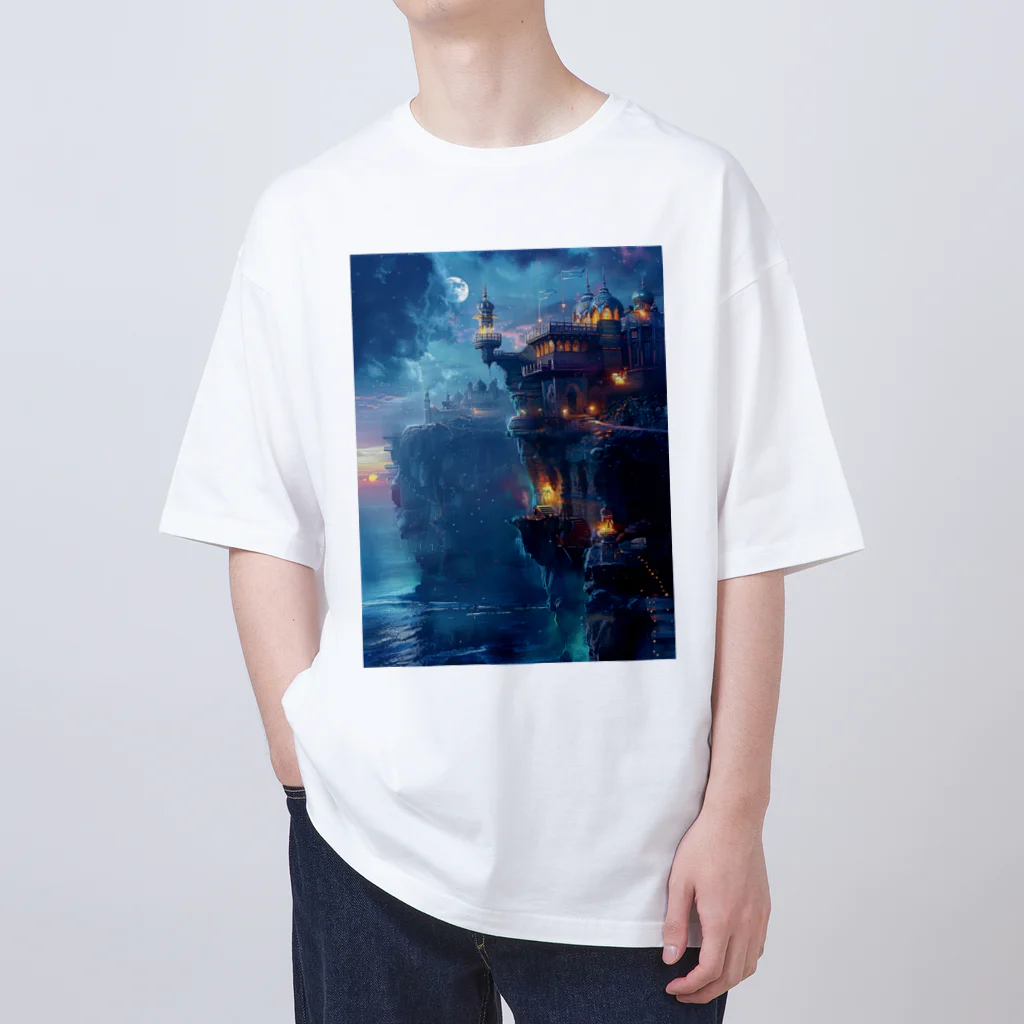 シロクマペンギンの断崖絶壁の魔法の王国 Oversized T-Shirt