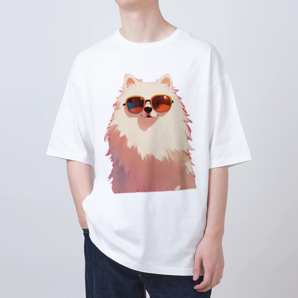 AQUAMETAVERSEのサングラスをかけた、かわいい犬 Marsa 106 オーバーサイズTシャツ