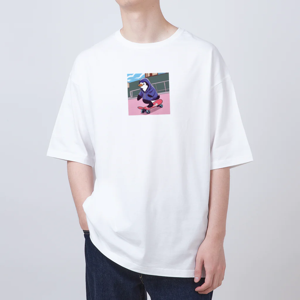 tak12_12のスケーターペンギン君 Oversized T-Shirt