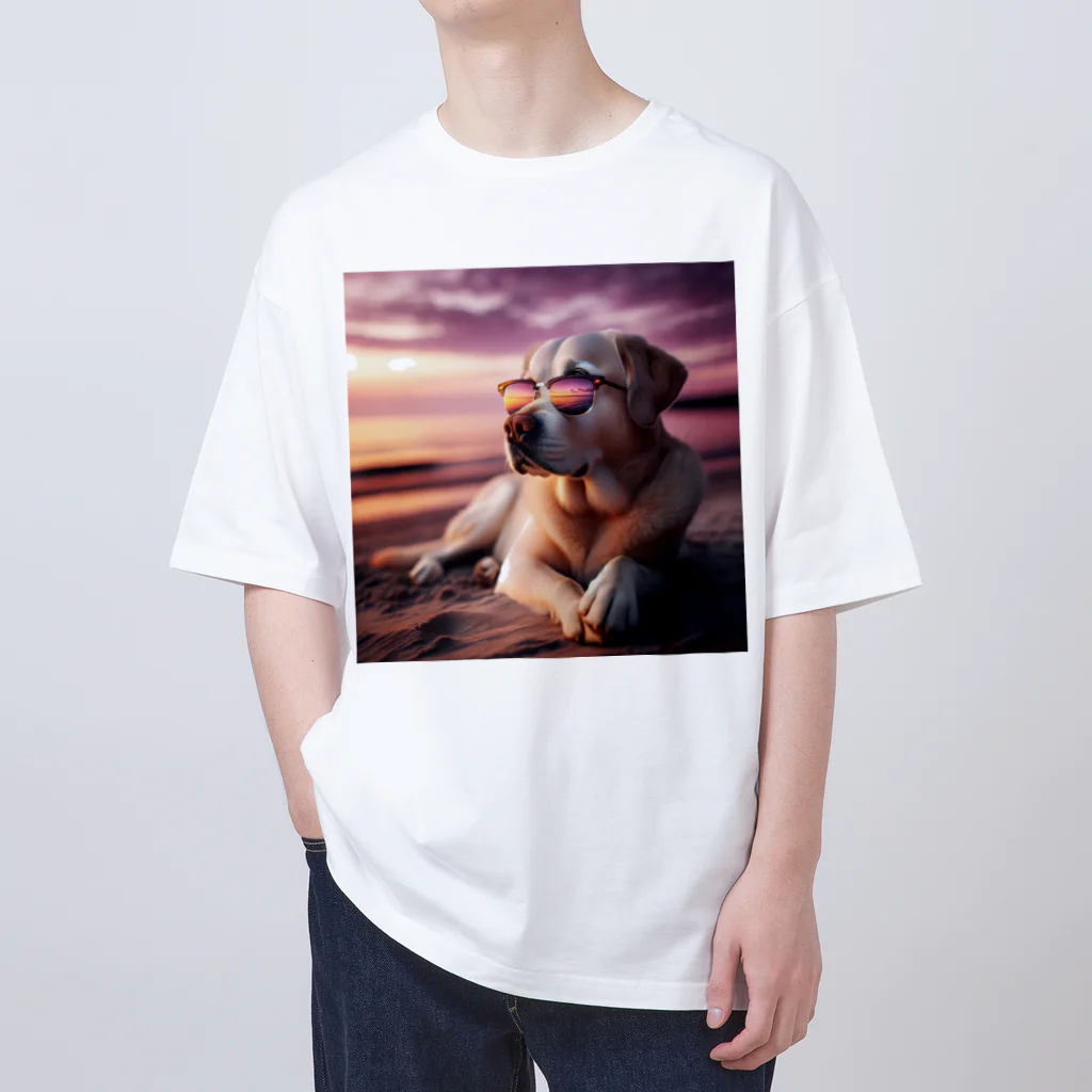 AQUAMETAVERSEのサングラスをかけた、かわいい犬 Marsa 106 オーバーサイズTシャツ