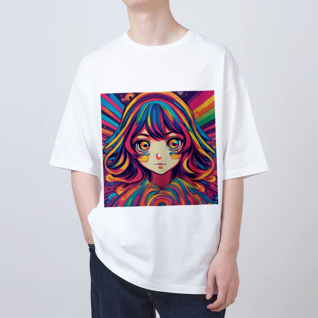 NonsenseCatのサイケ少女 Oversized T-Shirt