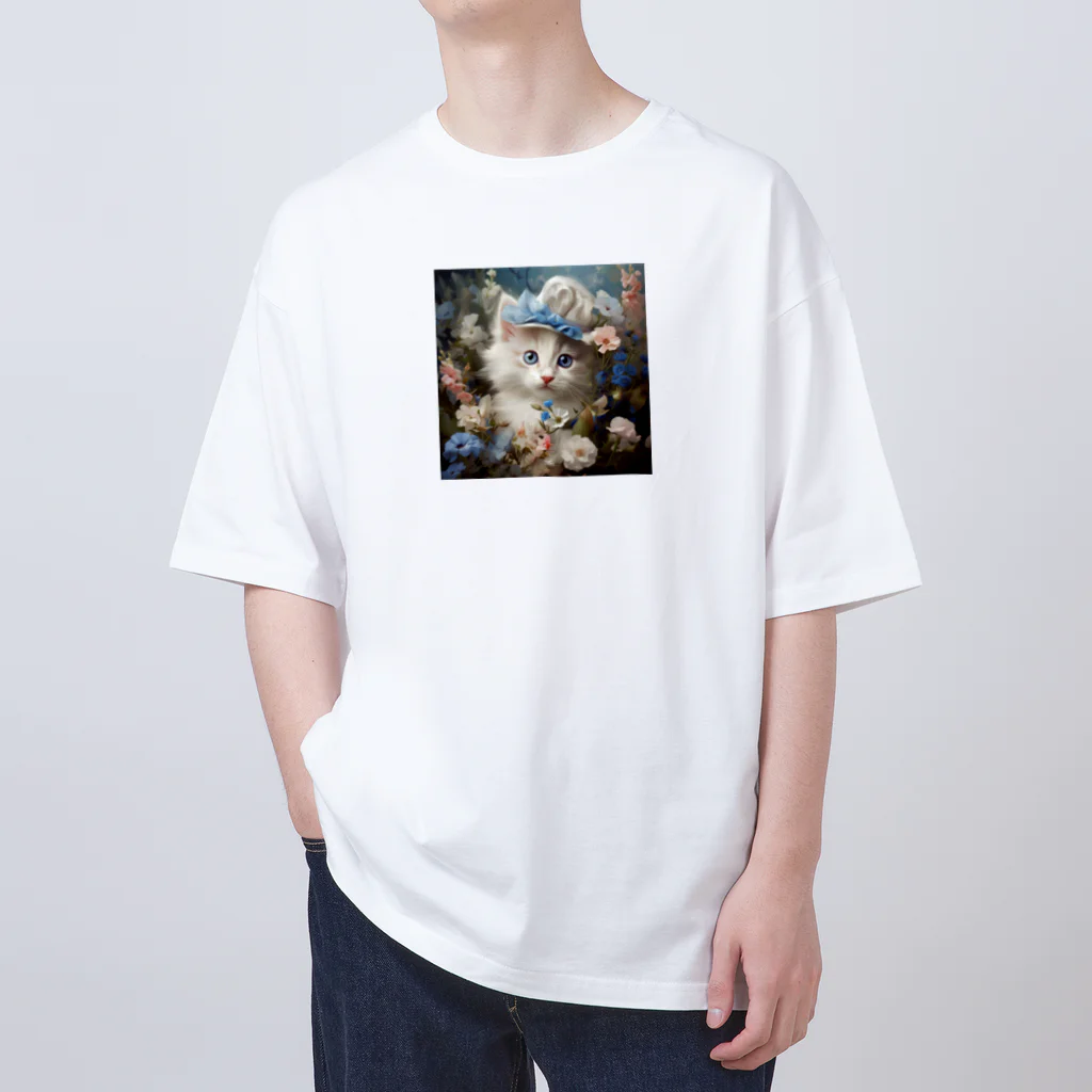 AQUAMETAVERSEの帽子をかふたねこ なでしこ 1478 オーバーサイズTシャツ