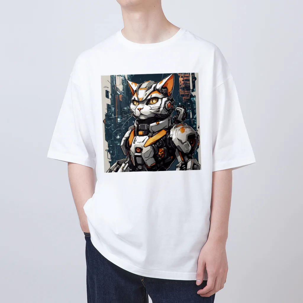 STRANGE-CATのSTRANGE-CAT メカ猫２ オーバーサイズTシャツ