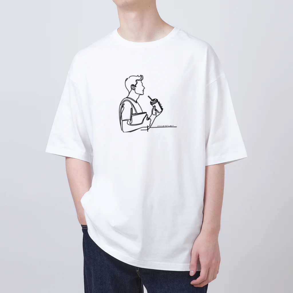 モノライティングの三限終わりの珈琲(男子大学生ver.) Oversized T-Shirt