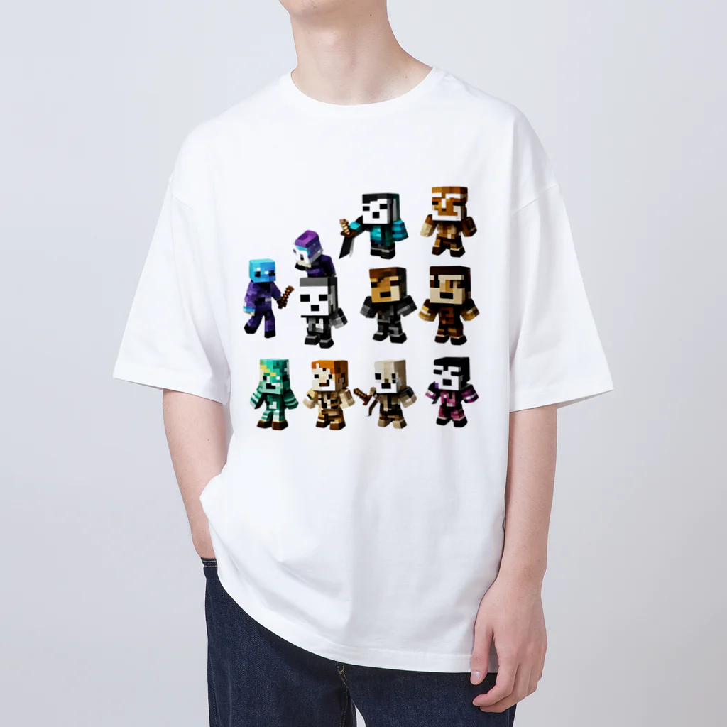 “FIRE STAR” 8-bit cube studioのドットMOB D-01 Oversized T-Shirt