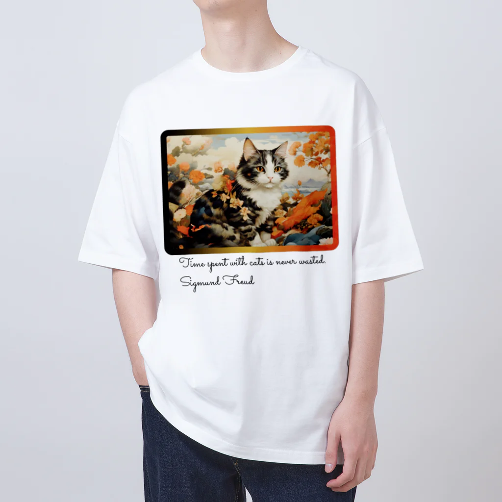 adarahの和風アートと三毛猫 Oversized T-Shirt