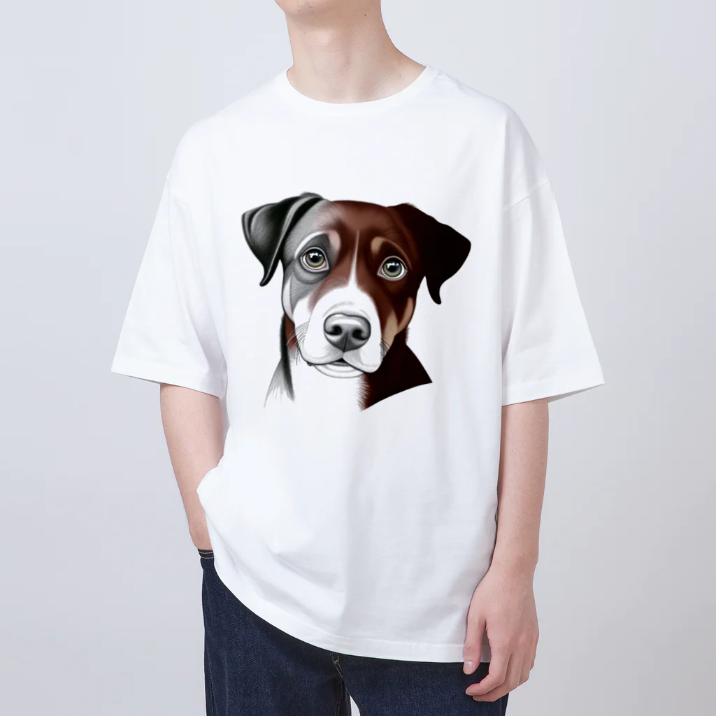 Ama'sのじっと見つめる犬さん オーバーサイズTシャツ