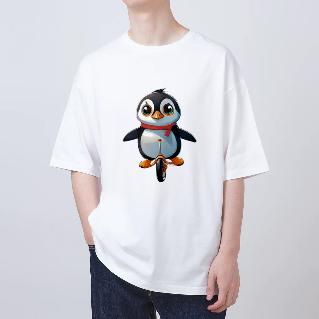 いろは物語のペンギンが一輪車に乗る！ Oversized T-Shirt