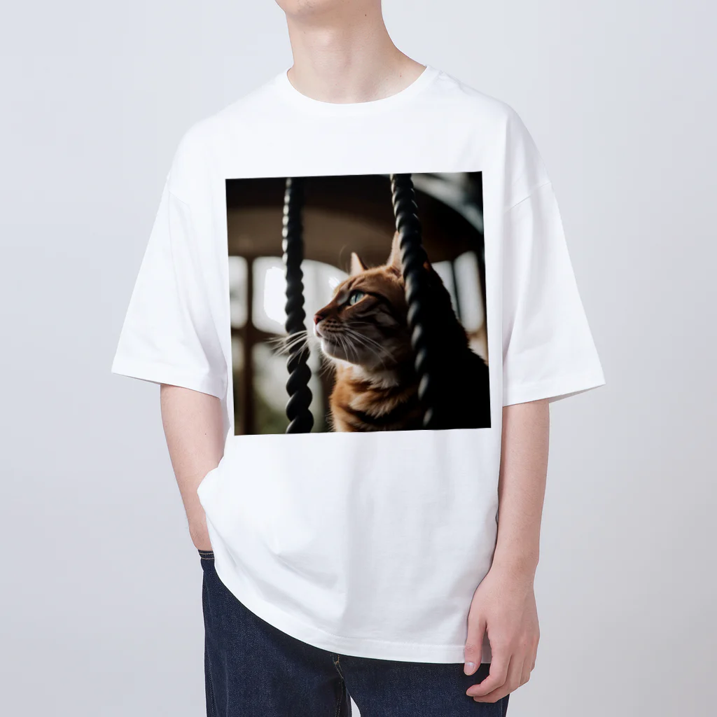 feliceのタワーに登っている猫 オーバーサイズTシャツ