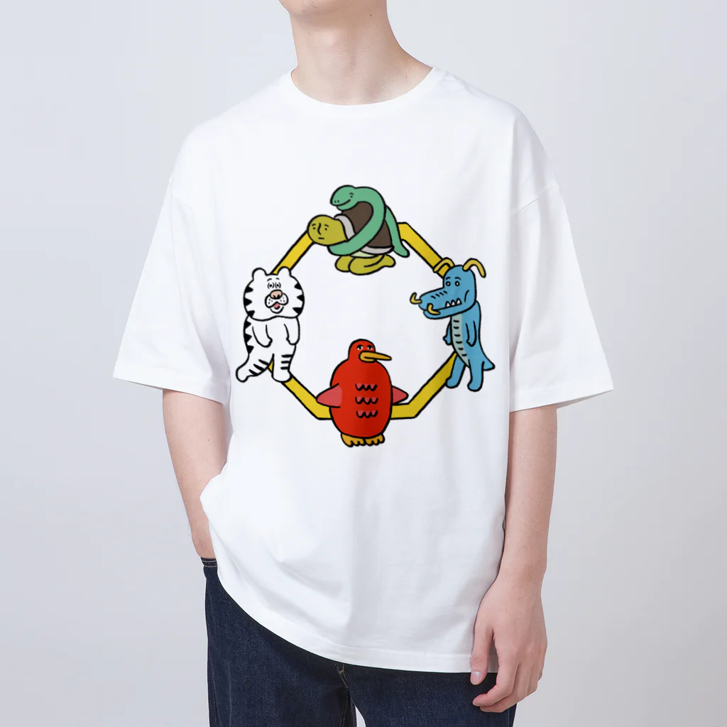 makomoのおもしろショップのあなたを守る四獣 Oversized T-Shirt