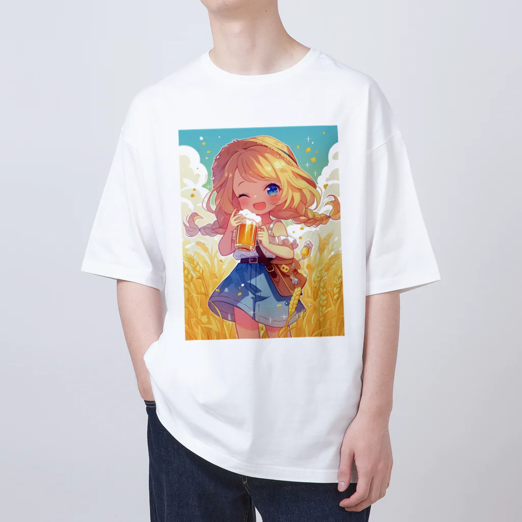 シロクマペンギンのポップビアガール Oversized T-Shirt