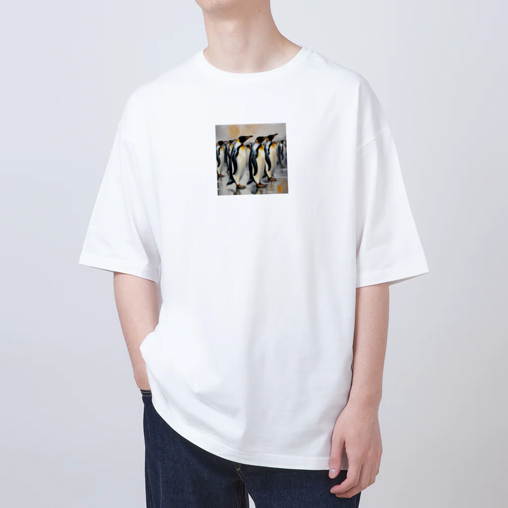 akipen76の仲間のために自分を奮起するペンギン Oversized T-Shirt