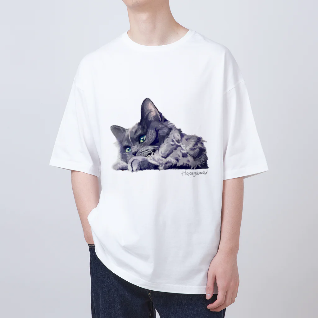 Hasegawa.のおおかみねこのもっちゃん オーバーサイズTシャツ