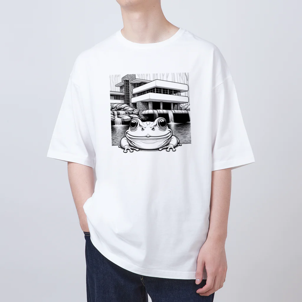 archifrogの落水荘風の建築物に佇むカエル Oversized T-Shirt